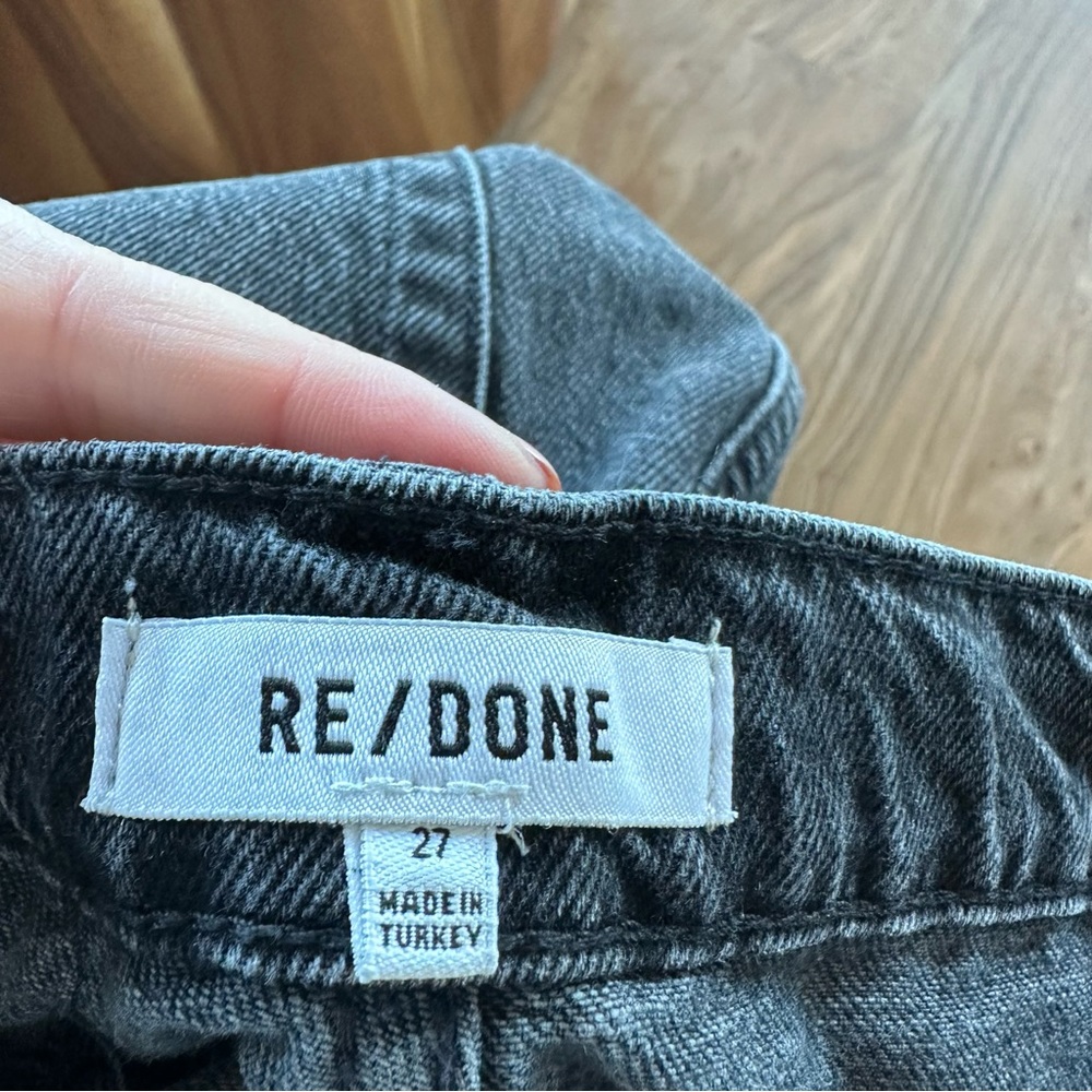 RE/DONE High Rise Straight Leg Jeans In Washed Black - Picture 3 of 3